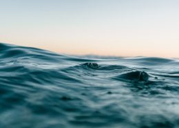 Ocean surface with morning yellow sky