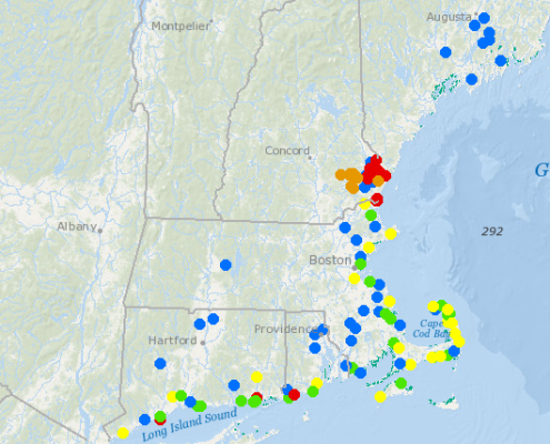 A map of the US Northeast used for mapping blue carbon